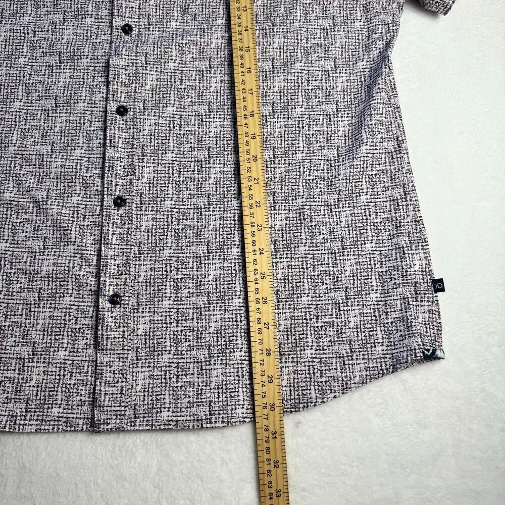 7 Diamonds 4 Way Stretch Button Up Shirt Mens XXL Geo Print Short Sleeve Casual